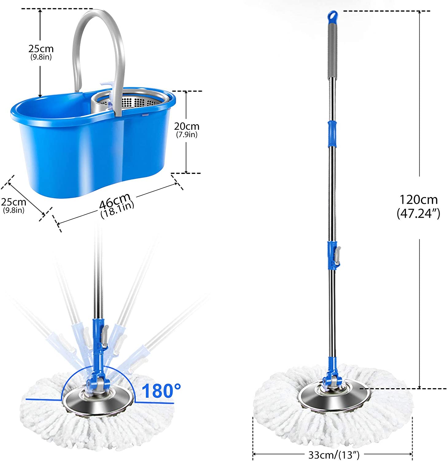 Trapero mágico 360 en Acero Inoxidable: Limpieza y secado automáticos para  un hogar impecable