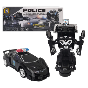 Transformers de policía de 360 °, iluminación musical, Robot de policía transformable automático, coche de juguete