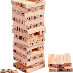 Jenga juguete de madera con dados