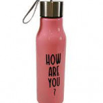 Botella de agua deportiva de aluminio con clip para mantener la calma y correr en color rosa y azul