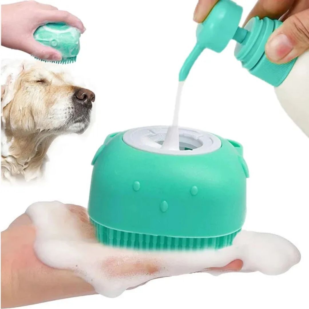 Cepillo Dispensador Jabón para Mascota En Silicona