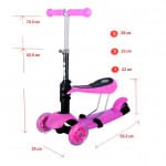 Monopatín scooter 3 en 1 para niños y niñas (incluye asiento)