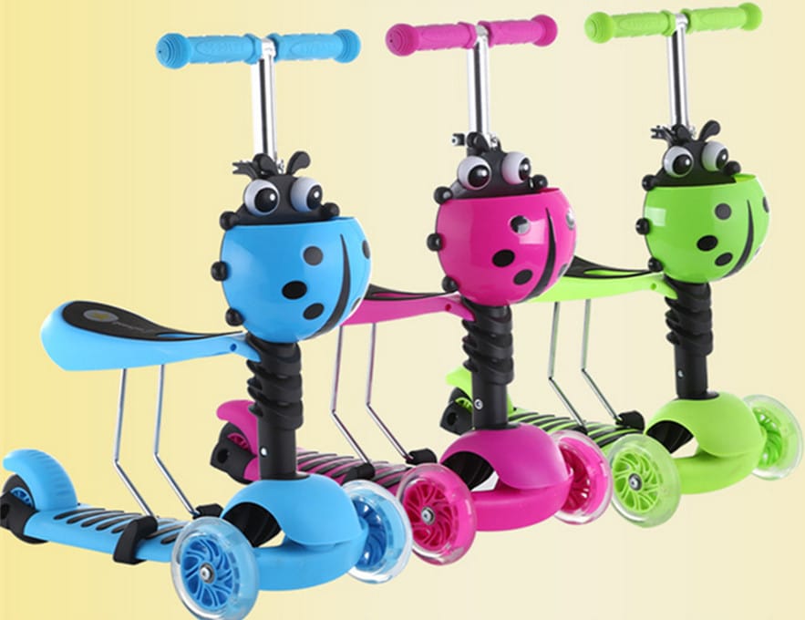 Monopatín scooter 3 en 1 para niños y niñas (incluye asiento)