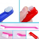 Juego de cepillos de dientes para perros con 2 cepillos para colocar en el dedo y un cepillo alargado de 21cm, cepillo de dientes para mascotas, también se utiliza como cepillo de dientes p
