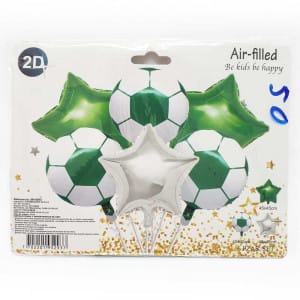Globos metalizados de balones de Futbol Verde (6 Piesas)