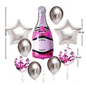 Bouquet x9 de botella de champaña rosada