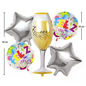 Bouquet x5 de champaña feliz cumpleaños