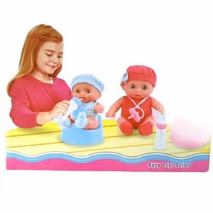 muñecos bebes gemelos con vasenilla y tetero para niña