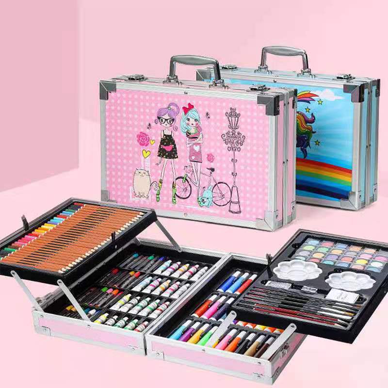 Kit de arte profesional 145 piezas para niños con maleta de lujo en aluminio