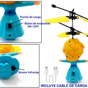 Drene  Helicóptero Con Sensor Infrarrojo Operado A Mano Recargable Con USB,  Elsa Frozen - Azul