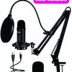 Micrófono profesional con soporte y condensador de ruidos