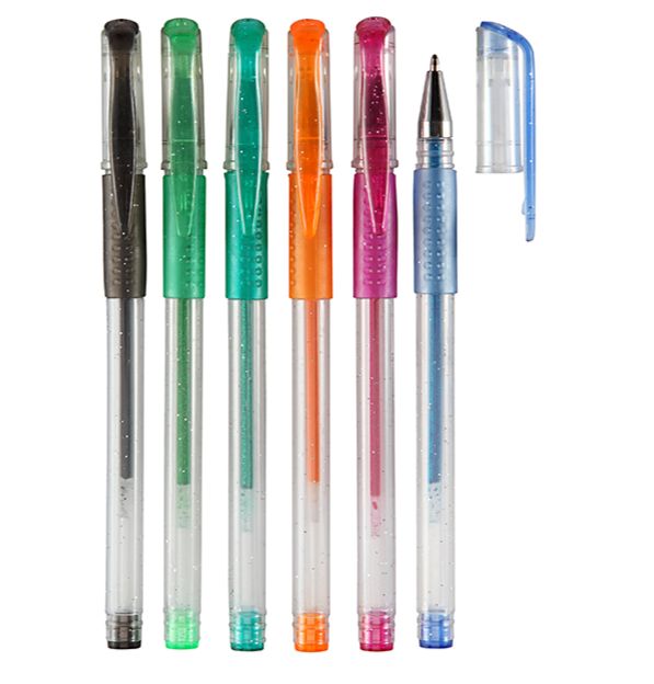 lapiceros de colores en gel con brillo x12 unidades