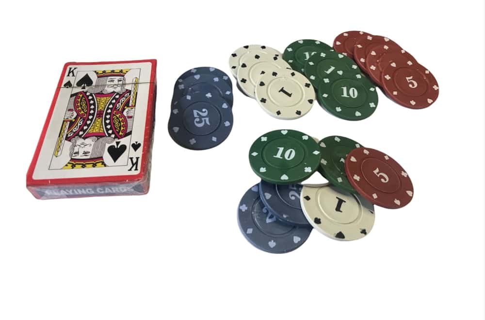 Juego de poker set de cartas naipes x20 fichas