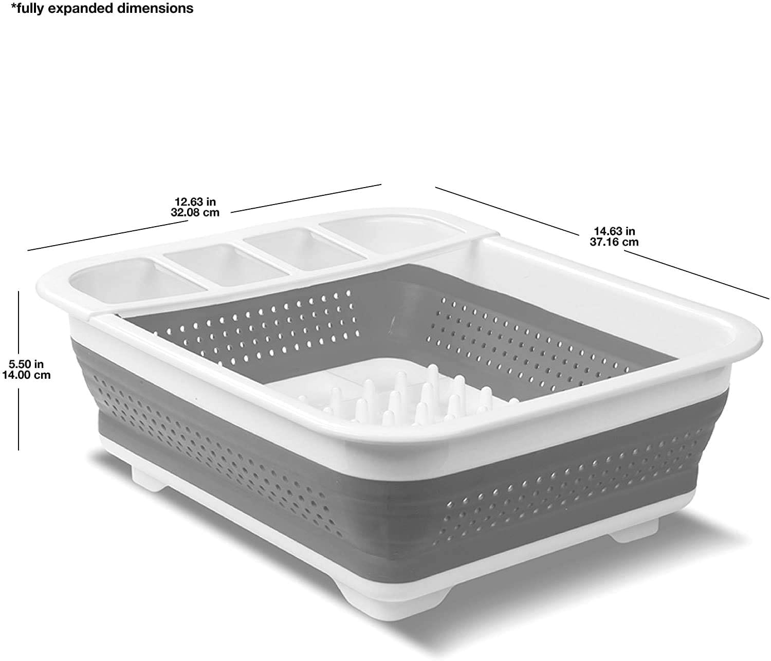 SAMMART Escurridor de platos de plástico plegable de 12 L (3.17 galones)  con escurridor, juego de escurridor plegable, organizador de vajilla