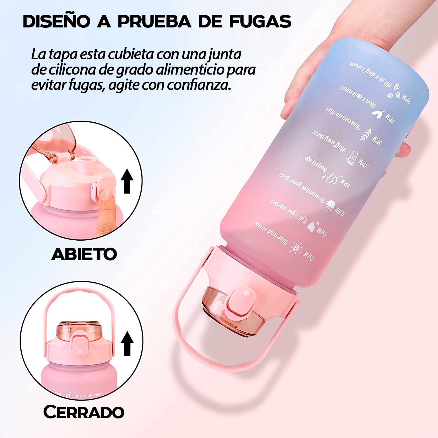 Termo o botella de agua con diseños 2 Litros motivacional Rosado –  Importech Venezuela, C.A.