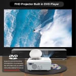 Proyector video beam Full HD 1080P con reproductor de DVD integrado, Bluetooh, proyector 8000 Lumenes